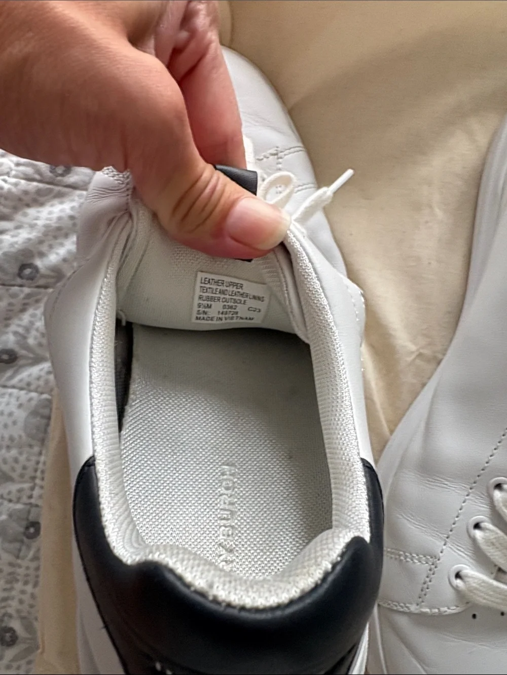 Tory Burch White Leather Sneakers with Black Heel Tab